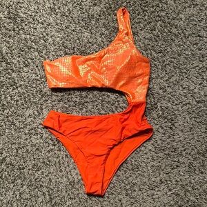 Vibrant Orange One-Shoulder Swimsuit